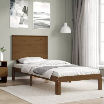 Honey Brown Bed Frame with Headboard - Solid Pine Wood 100x200 cm