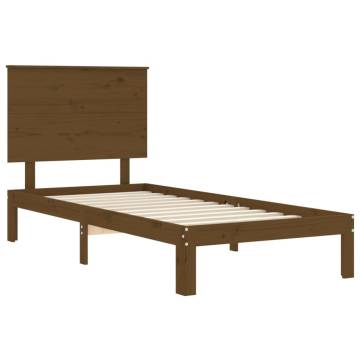 Honey Brown Bed Frame with Headboard - Solid Pine Wood 100x200 cm