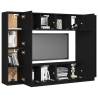 8 Piece Black Engineered Wood TV Cabinet Set | HipoMarket