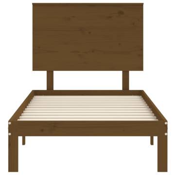 Honey Brown Bed Frame with Headboard - Solid Pine Wood 100x200 cm