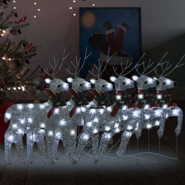 Christmas Reindeers 6 pcs Silver 120 LEDs - Festive Decoration