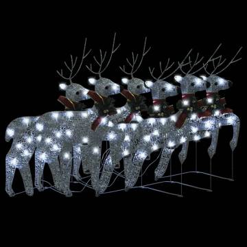 Christmas Reindeers 6 pcs Silver 120 LEDs - Festive Decoration