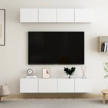 Stylish 4-Piece White TV Cabinets - 80x30x30 cm