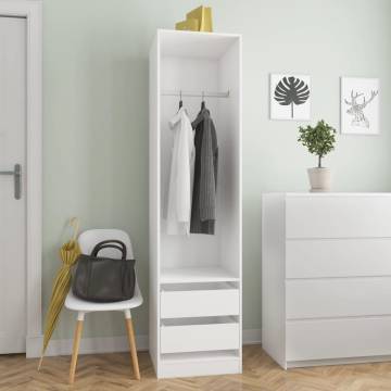 Stylish White Wardrobe with Drawers - 50x50x200 cm