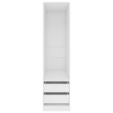 Stylish White Wardrobe with Drawers - 50x50x200 cm