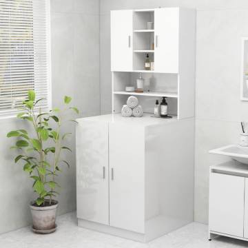 High Gloss White Washing Machine Cabinet - 70.5x25.5x90 cm