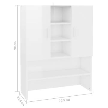 High Gloss White Washing Machine Cabinet - 70.5x25.5x90 cm