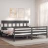 Bed Frame with Headboard Grey 200x200 cm Solid Wood Colour grey Size 200 x 200 cm Model low 