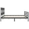 Stylish Grey Bed Frame with Headboard - 200x200 cm Solid Wood