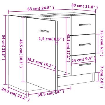 Sink Cabinet Sonoma Oak 63x30x54 cm - Stylish Bathroom Storage