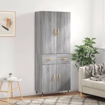 Stylish Highboard Grey Sonoma - 69.5x34x180 cm | HipoMarket UK