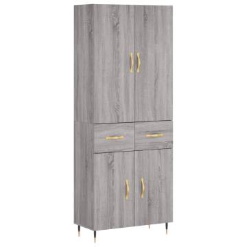 Stylish Highboard Grey Sonoma - 69.5x34x180 cm | HipoMarket UK