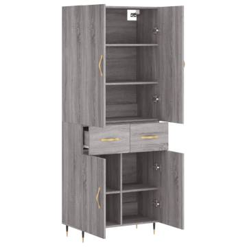 Stylish Highboard Grey Sonoma - 69.5x34x180 cm | HipoMarket UK