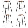 Bar Stools 4 pcs Black Solid Pinewood and Steel Colour brown Quantity in Package 4 