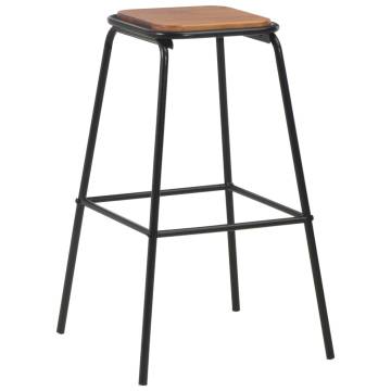 Elegant Black Bar Stools Set of 4 - Solid Pinewood & Steel