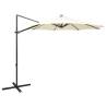 Cantilever Umbrella with Pole and LED Lights Sand 300 cm Colour sand Quantity in Package 1 