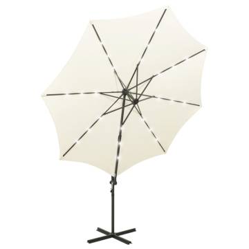 Cantilever Umbrella with LED Lights - Sand 300 cm