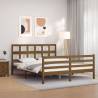 Bed Frame with Headboard Honey Brown King Size Solid Wood Colour honey brown Size 150 x 200 cm 