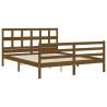 Honey Brown King Size Bed Frame with Headboard - Solid Wood