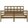 Honey Brown King Size Bed Frame with Headboard - Solid Wood