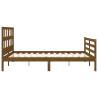 Honey Brown King Size Bed Frame with Headboard - Solid Wood