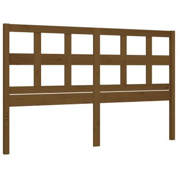 Honey Brown King Size Bed Frame with Headboard - Solid Wood