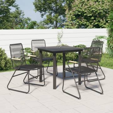 5 Piece Garden Dining Set - Durable Black PVC Rattan