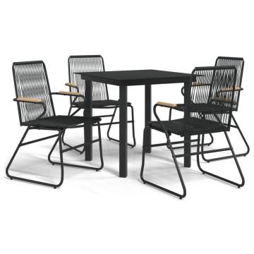 5 Piece Garden Dining Set - Durable Black PVC Rattan