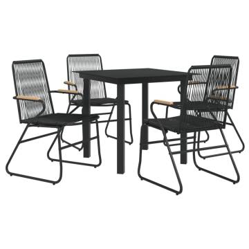 5 Piece Garden Dining Set - Durable Black PVC Rattan