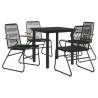 5 Piece Garden Dining Set - Durable Black PVC Rattan