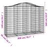 Arched Gabion Baskets - 3 pcs Galvanised Iron 200x50x140/160 cm