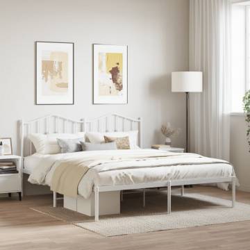 Elegant White Metal Bed Frame with Headboard - 183x213 cm