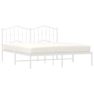 Elegant White Metal Bed Frame with Headboard - 183x213 cm