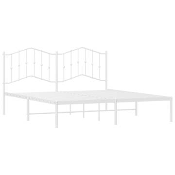 Elegant White Metal Bed Frame with Headboard - 183x213 cm