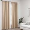 Linen-Look Blackout Curtains - Beige 140x225 cm (2 pcs)