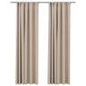 Linen-Look Blackout Curtains - Beige 140x225 cm (2 pcs)