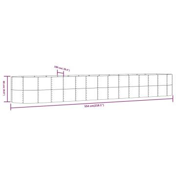 Garden Raised Bed Green - 554x100x68 cm Powder-coated Steel