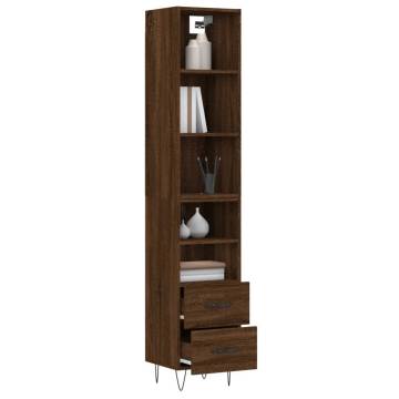 Stylish Highboard Brown Oak 34.5x34x180 cm - Hipomarket UK