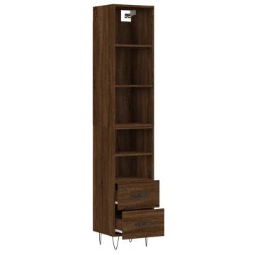 Stylish Highboard Brown Oak 34.5x34x180 cm - Hipomarket UK