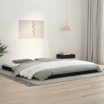 Black Bed Frame 180x200 cm Super King Size - Pine Wood