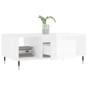 Elegant High Gloss White Coffee Table - 90x50x36.5 cm