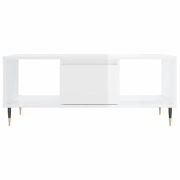 Elegant High Gloss White Coffee Table - 90x50x36.5 cm