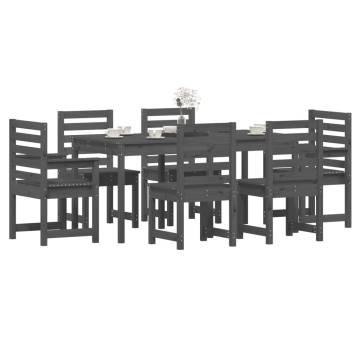 7 Piece Grey Solid Wood Pine Garden Dining Set | HipoMarket