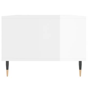 Elegant High Gloss White Coffee Table - 90x50x36.5 cm