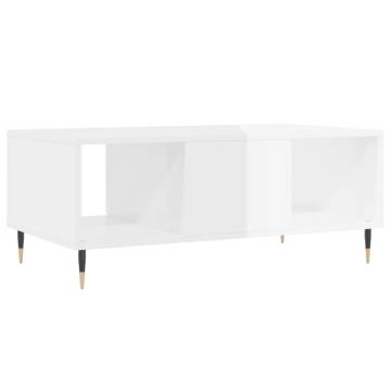 Elegant High Gloss White Coffee Table - 90x50x36.5 cm