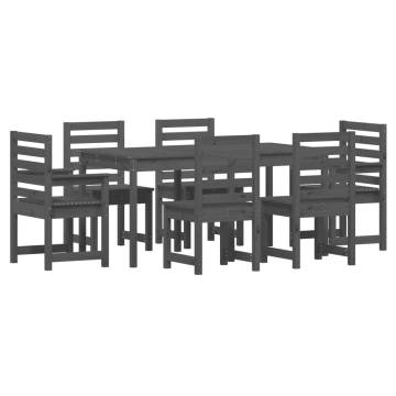 7 Piece Grey Solid Wood Pine Garden Dining Set | HipoMarket