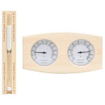 2 in 1 Sauna Hygrothermograph & Sand Timer Set - Solid Wood Pine