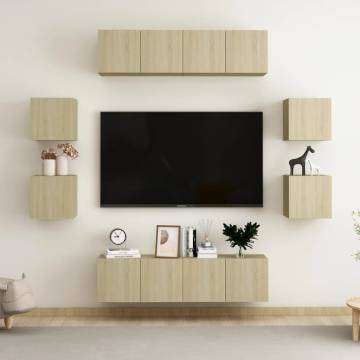 8 Piece TV Cabinet Set - Sonoma Oak Engineered Wood | Hipomarket