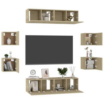 8 Piece TV Cabinet Set - Sonoma Oak Engineered Wood | Hipomarket