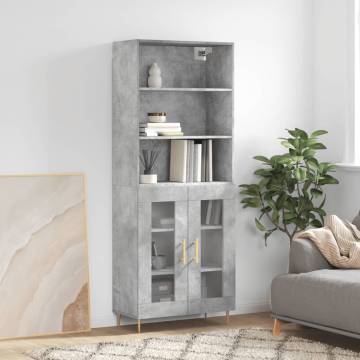 Stylish Highboard Concrete Grey - 69.5x34x180 cm | HiPoMarket